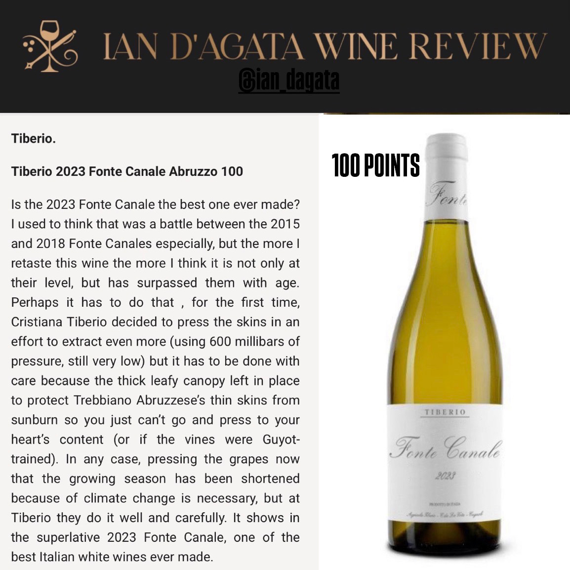 Ian D’Agata 100 points Fonte Canale 2023